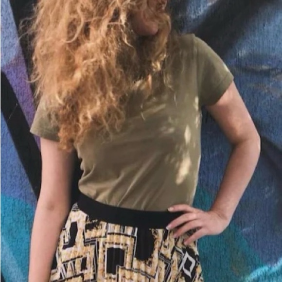 Banana Republic Dresses & Skirts - Banana Republic Small Black Brown Silky Satiny Geometric Mini Skirt Vintage Insp